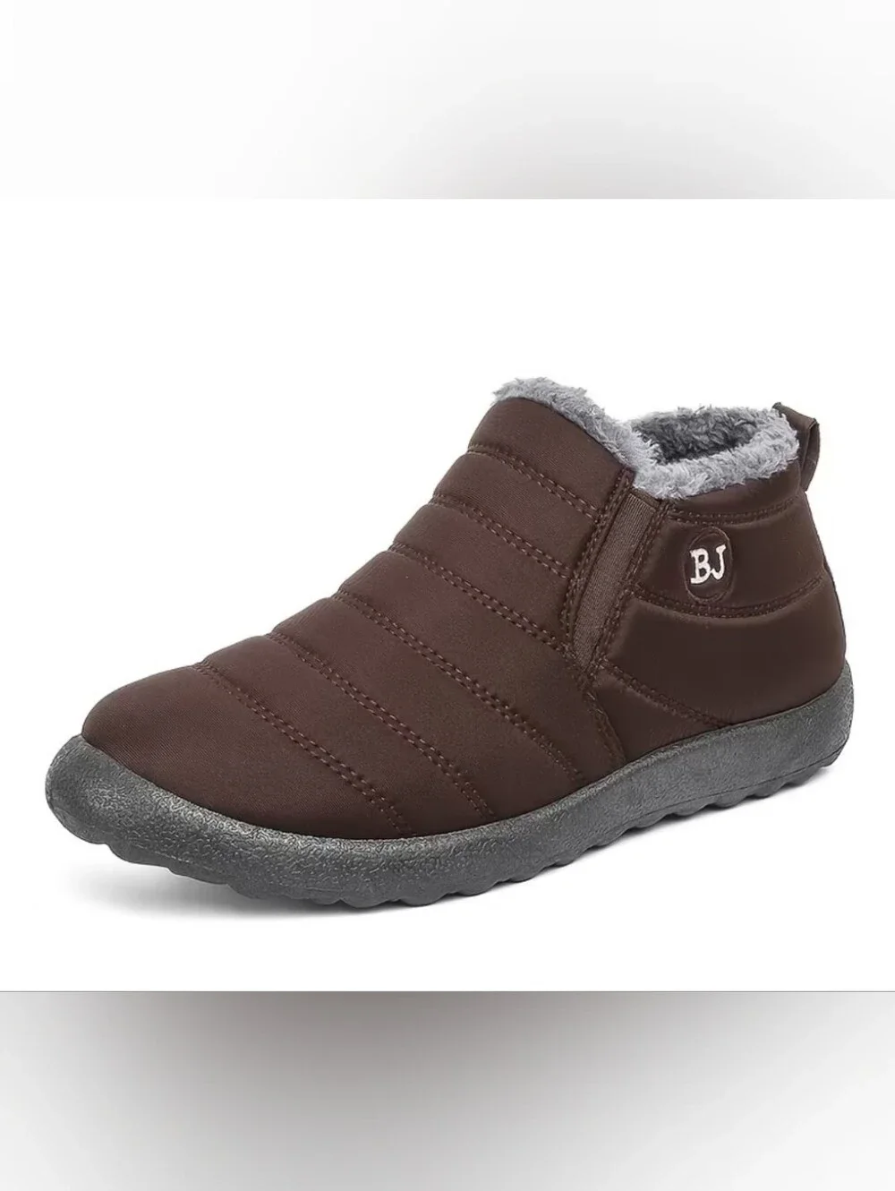 Women’s Brown Slip-On Winter Boots With Faux Fur Ankle Boots with Faux Fur